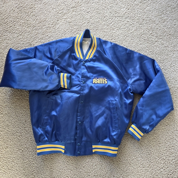 Vintage Satin Los Angeles Rams Blue Varsity Jacket Large
